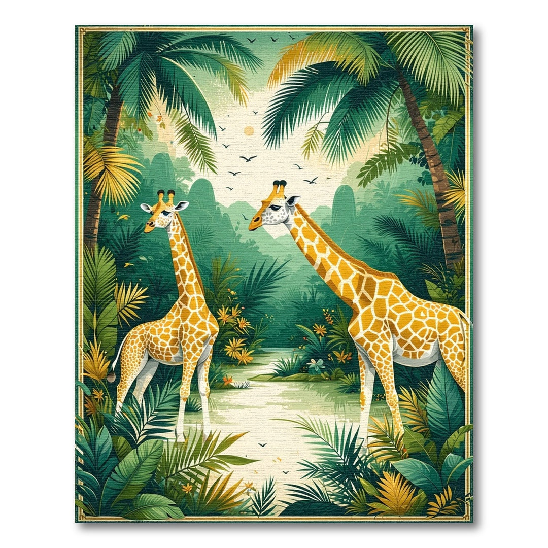 Jungle Giraffes Kids Cartoon Area Rug