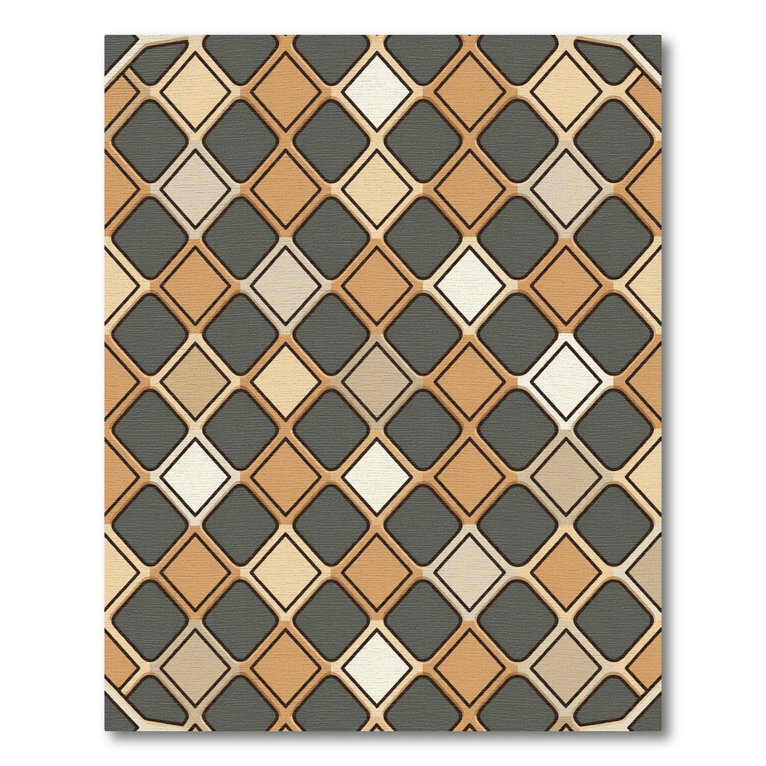 Golden Brown Diamond Grid Arrangement Rug