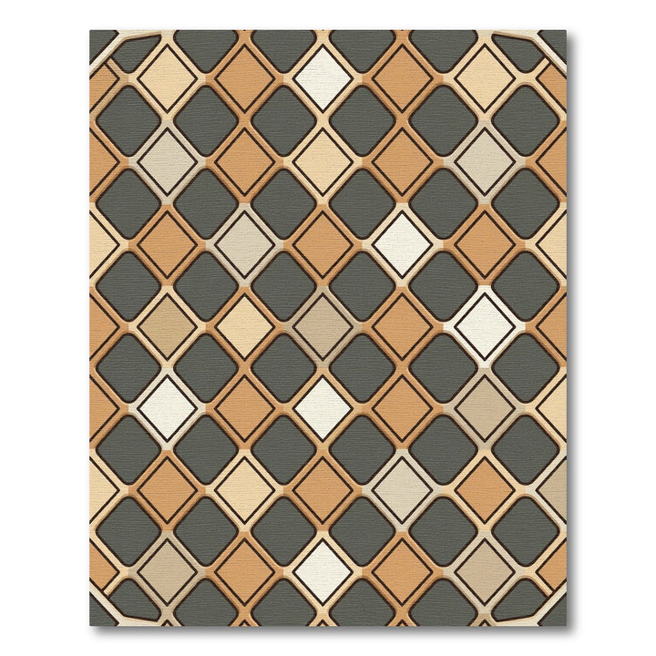 Golden Brown Diamond Grid Arrangement Rug