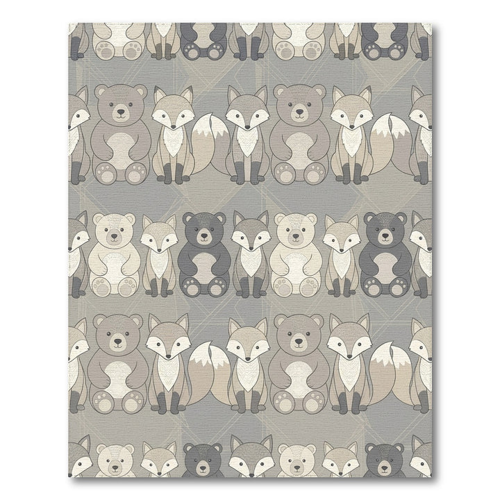Woodland Forest Animals Neutral Palette Rug