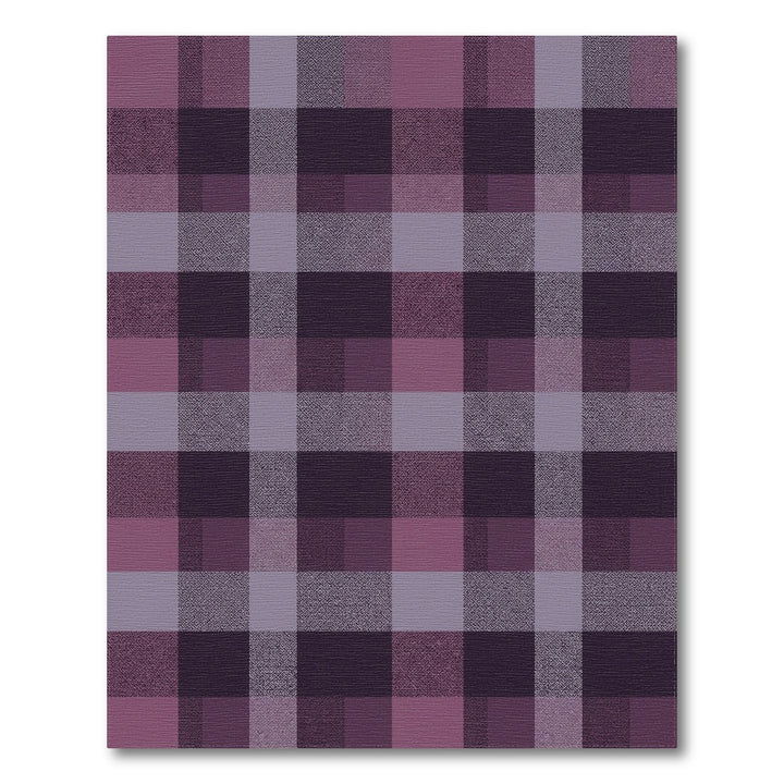 Plum Plaid Textured Geometric Squares Rug