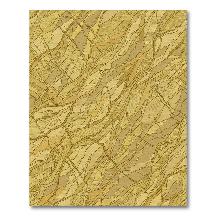 Golden Earthy Abstract Veined Landscape Rug