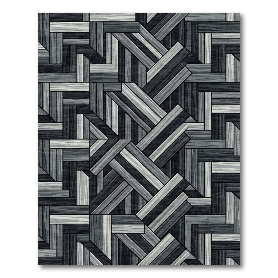 Monochromatic Wood Plank Herringbone Rug