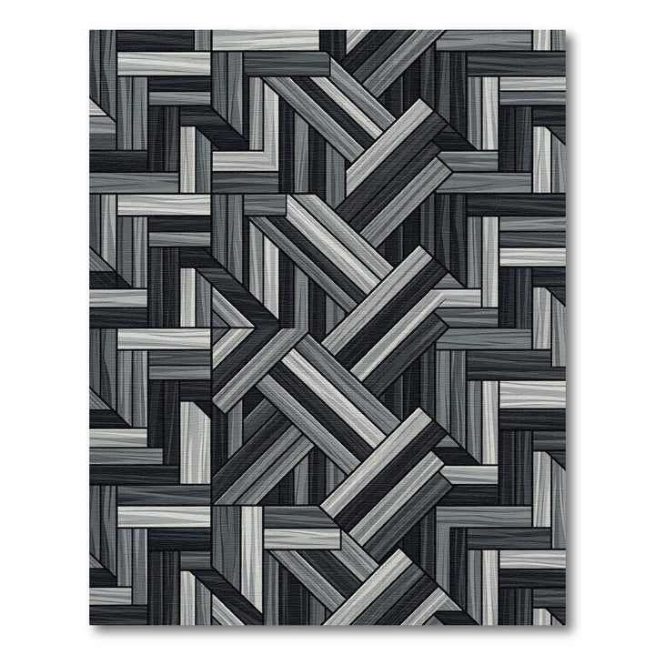 Monochromatic Wood Plank Herringbone Rug