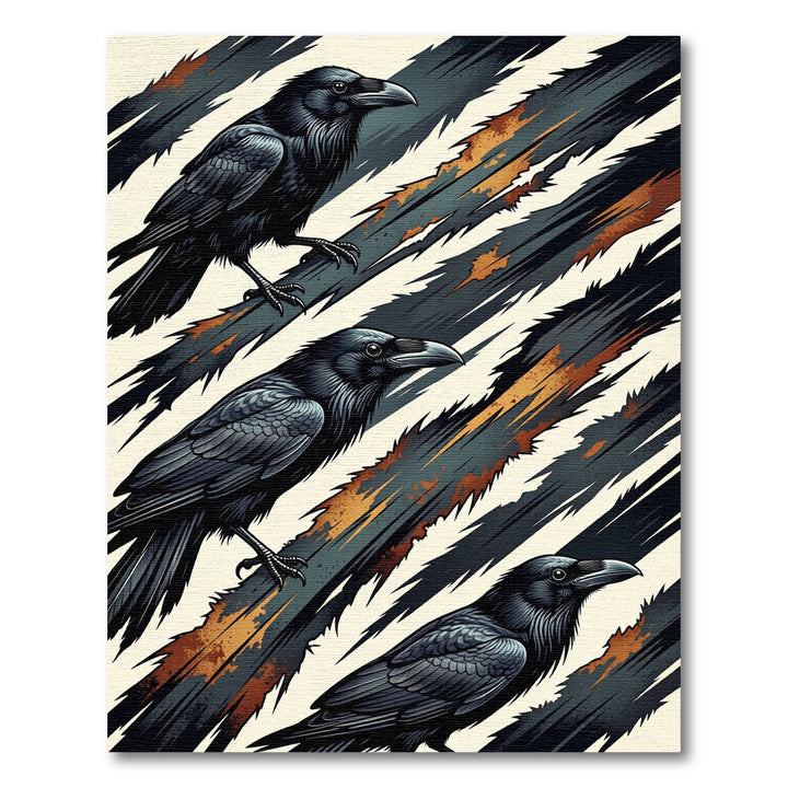 Dark Raven Abstract Brushstroke Rug