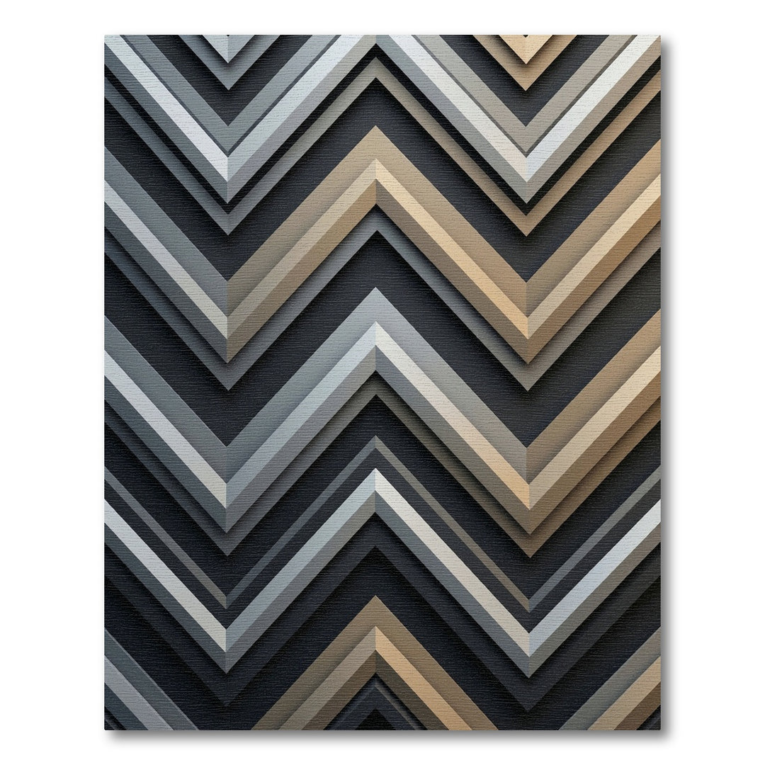 Geometric Chevron Gold Silver Rug