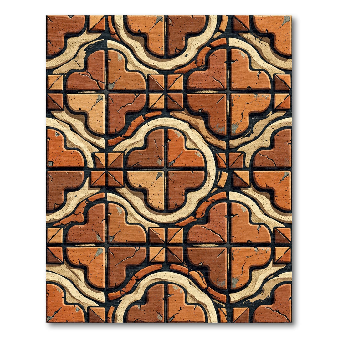 Terracotta Tile Quatrefoil Arrangement Rug