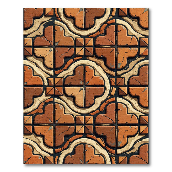 Terracotta Tile Quatrefoil Arrangement Rug
