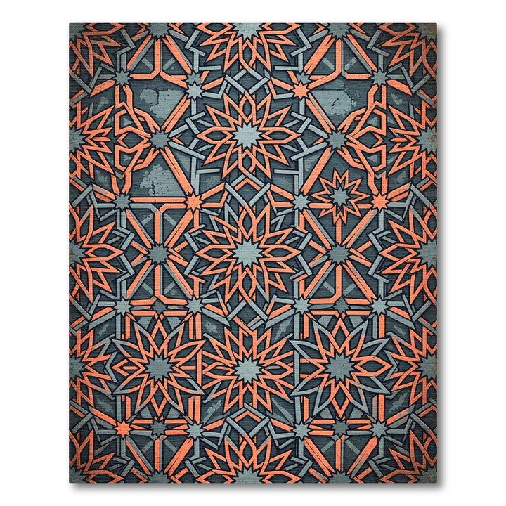 Orange Starburst Geometric Medallion Rug