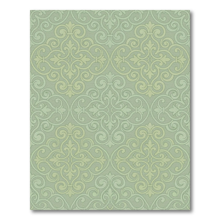 Sage Green Scrollwork Medallion Rug