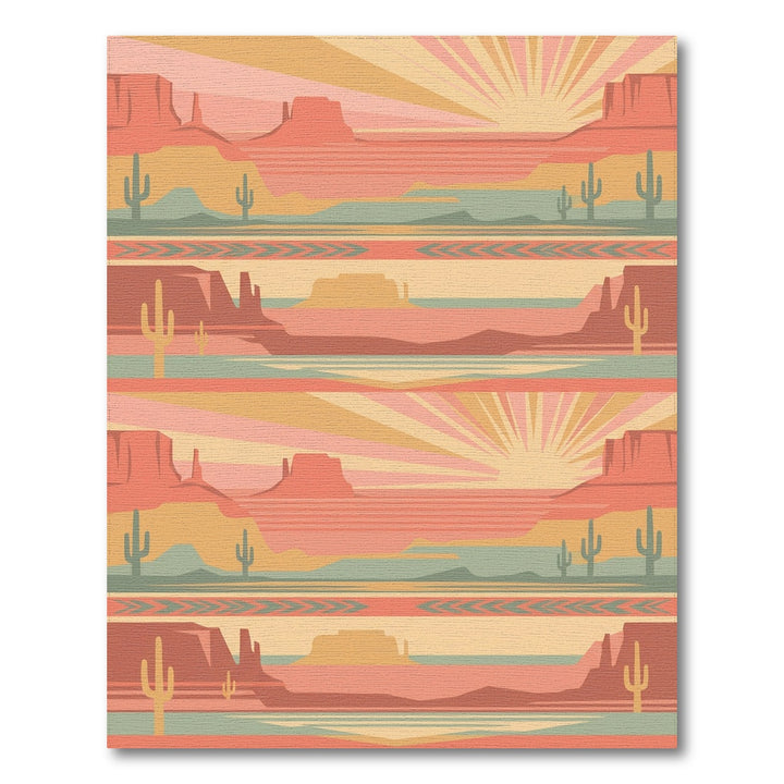 Desert Sunrise Mesa Cactus Stripe Rug