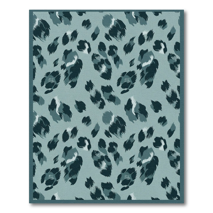 Teal Dusty Leopard Spots Rug