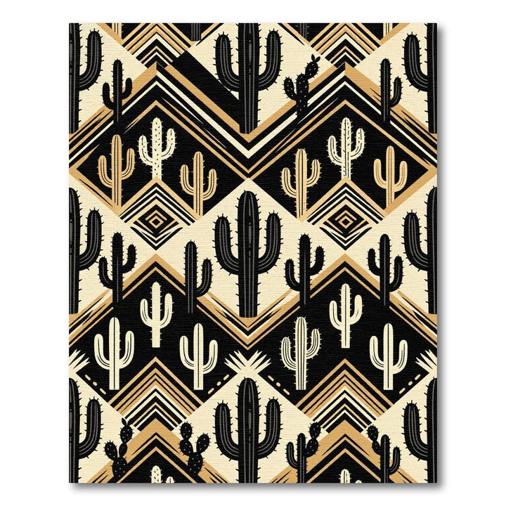 Desert Cactus Zigzag Black Gold Rug