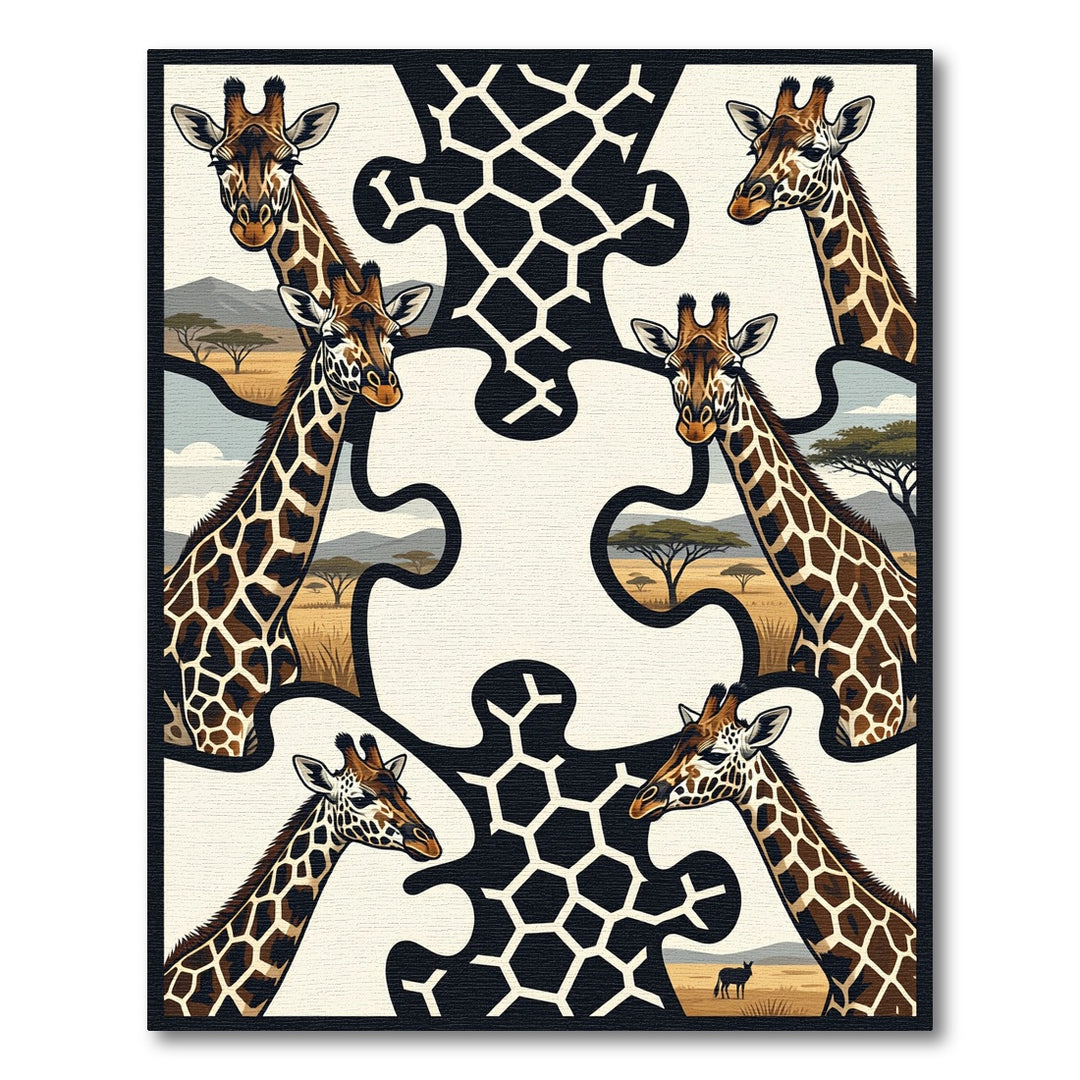 Savanna Giraffe Puzzle Tile Rug