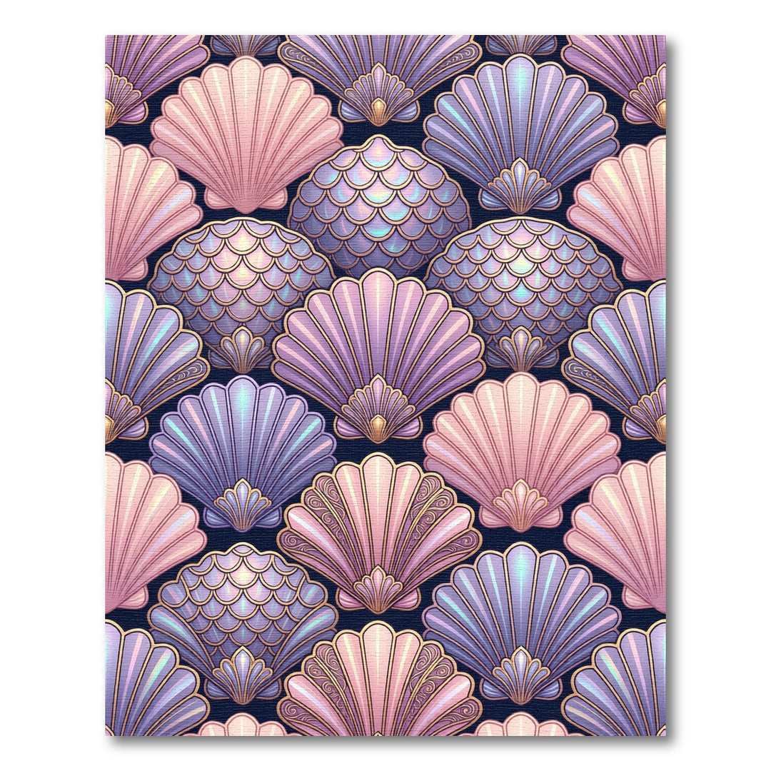 Iridescent Shells Gold Trimmed Pattern Rug