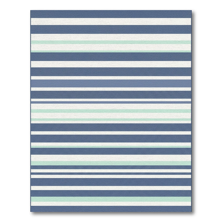 Classic Blue White Green Striped Rug