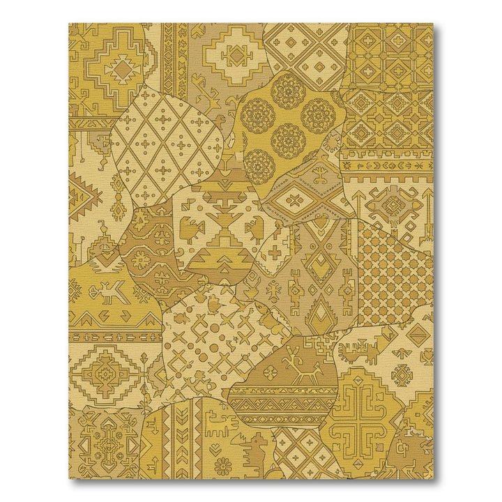 Golden Warm Patchwork Geometric Medallion Rug