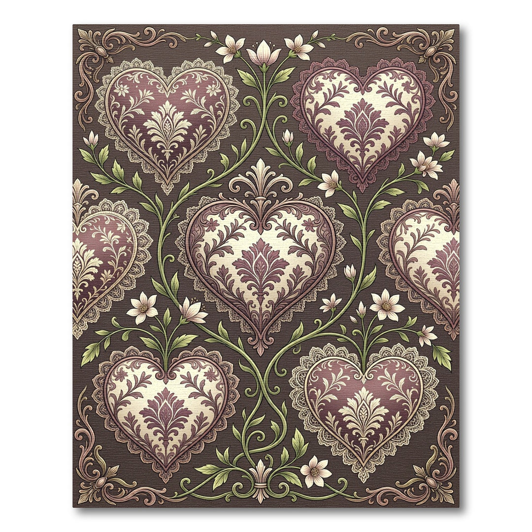 Vintage Heart floral Lace Ornate Rug