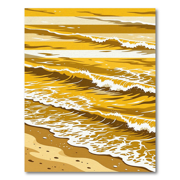 Golden Ocean Waves Beach Rug