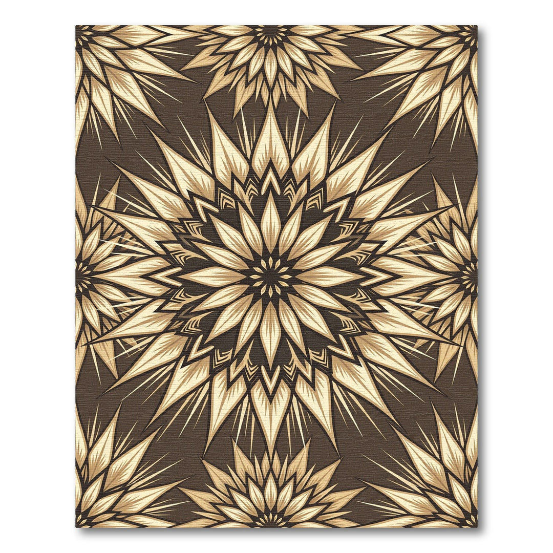 Golden Starburst Mandala Rug