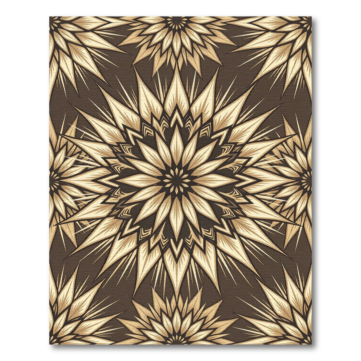 Golden Starburst Mandala Rug
