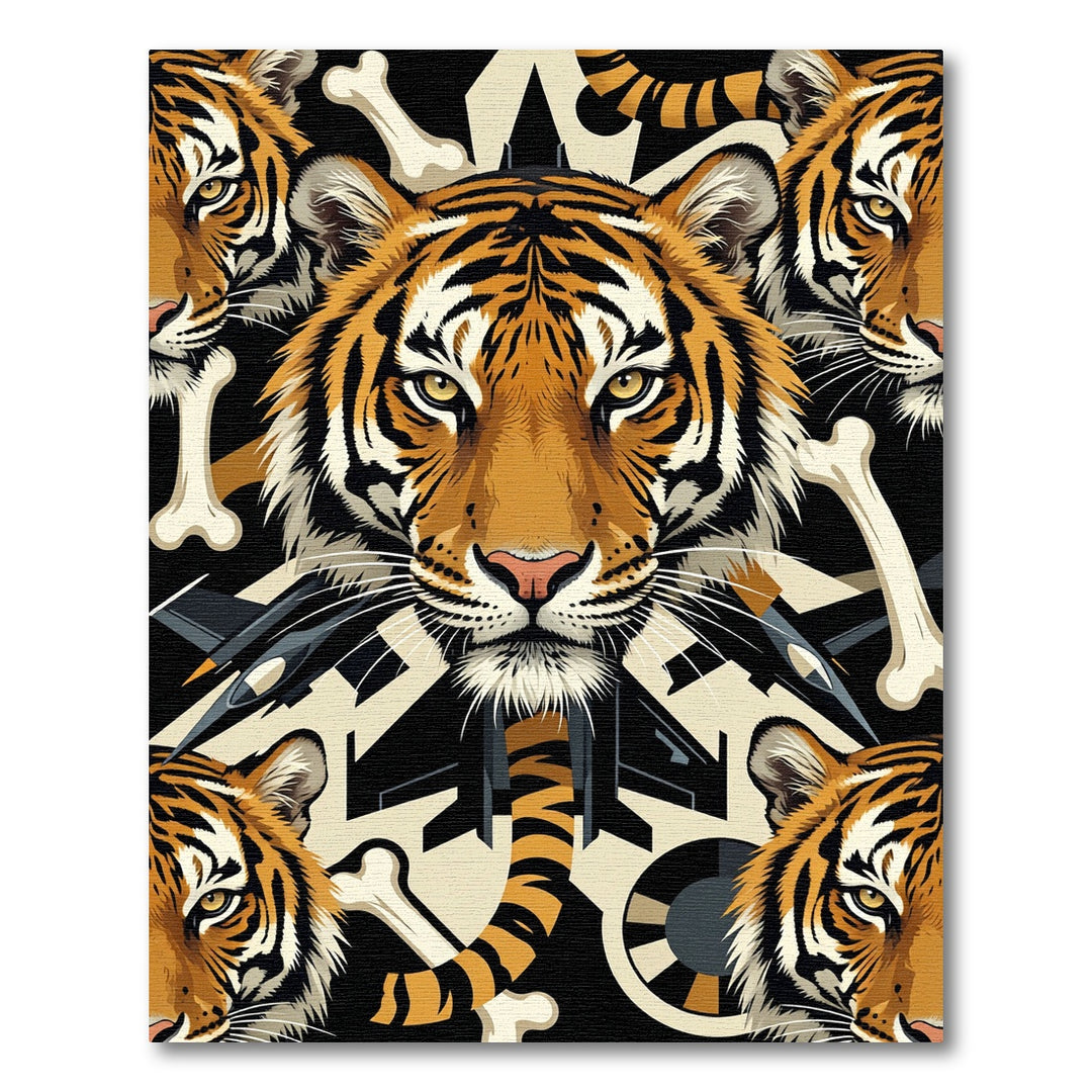 Bold Tiger Bone Jet Collage Rug