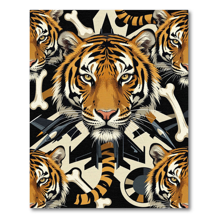 Bold Tiger Bone Jet Collage Rug