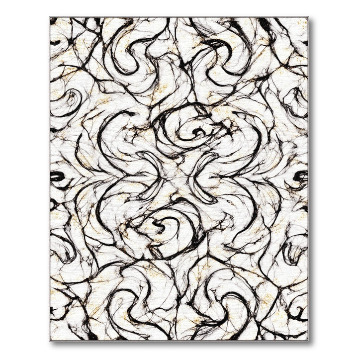 Black White Abstract Swirl Area Rug