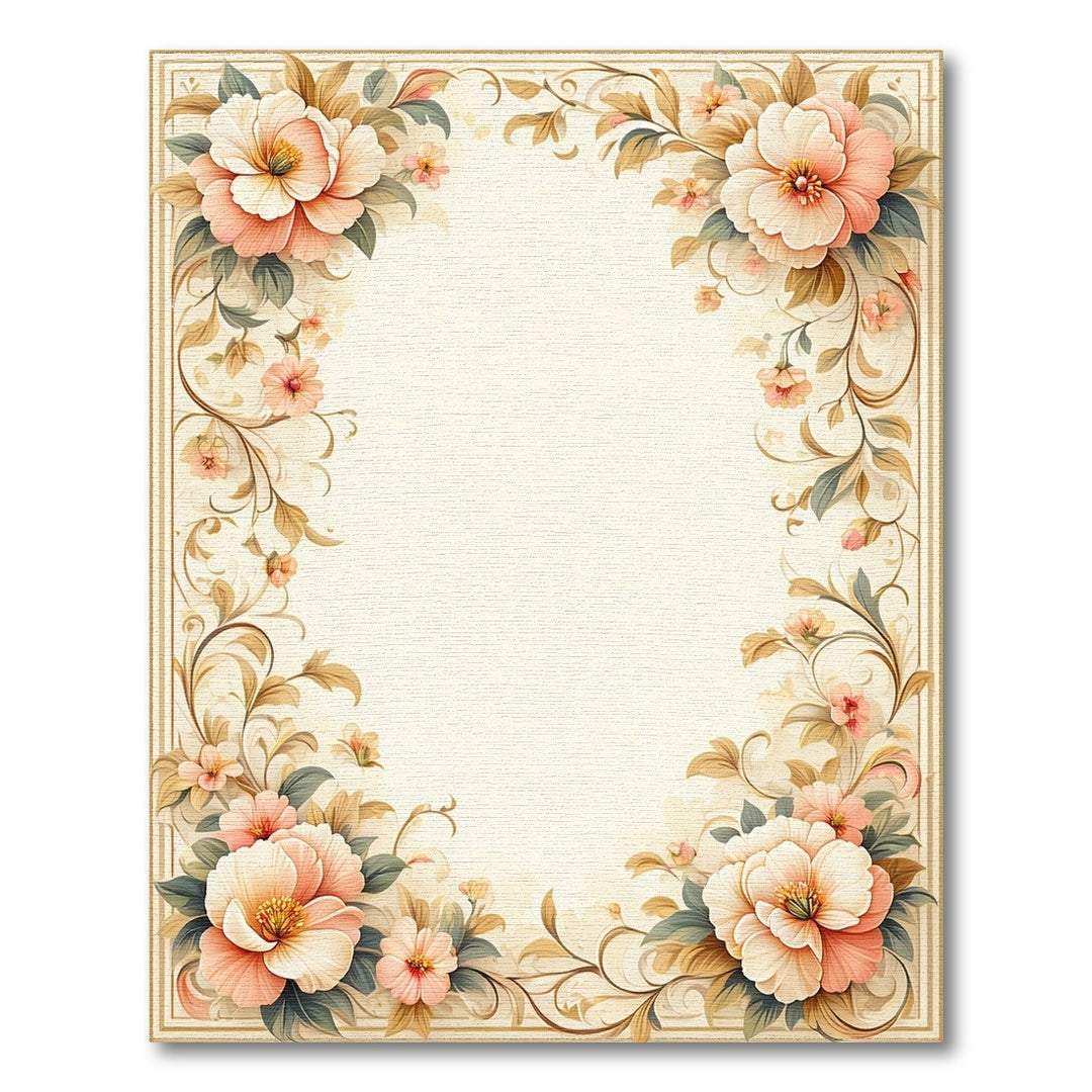 Pink Peony Floral Vintage Area Rug
