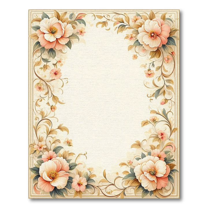 Pink Peony Floral Vintage Area Rug