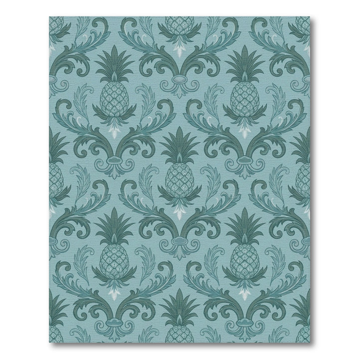Aquamarine Pineapple Damask Scroll Rug