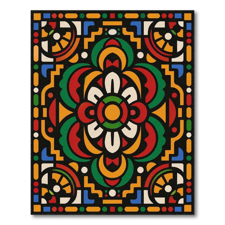 Vibrant Multi-Color Geometric Medallion Area Rug