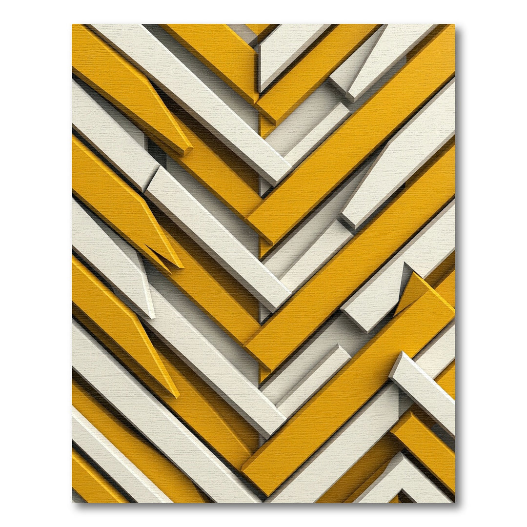 Golden Yellow White Intersecting Beams Rug