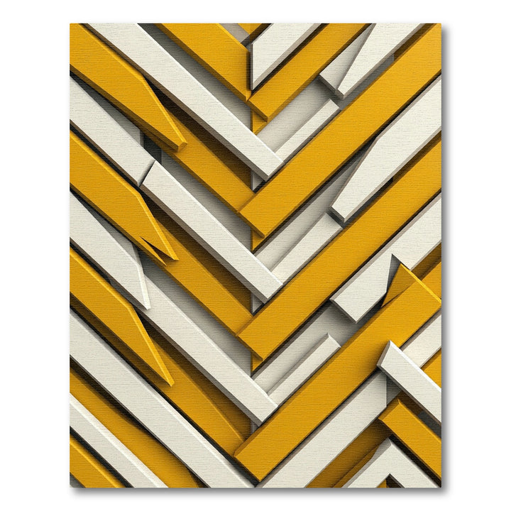 Golden Yellow White Intersecting Beams Rug