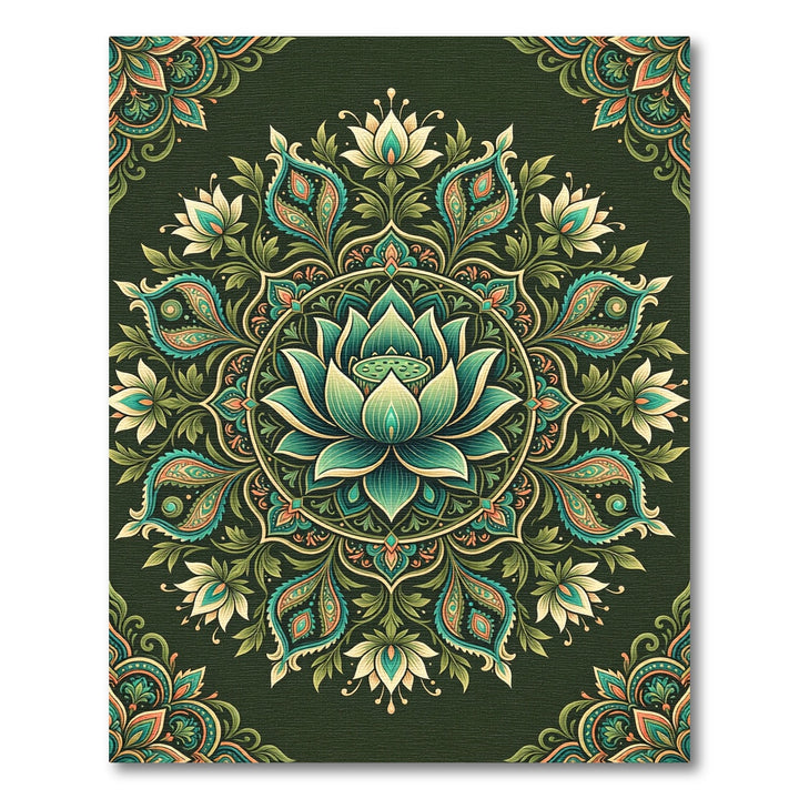 Emerald Lotus Mandala Rug Decor Rug