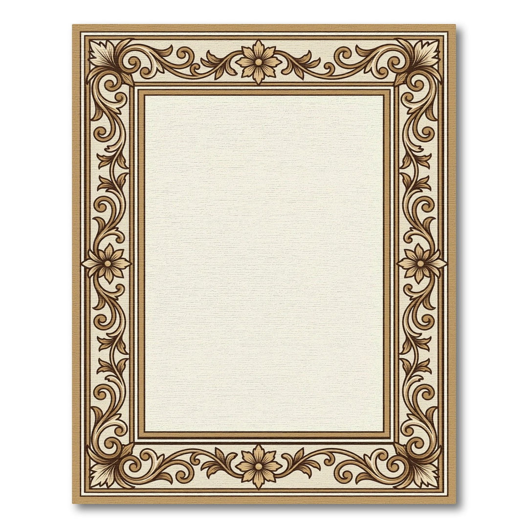 Ornate Beige Floral Scroll Rug