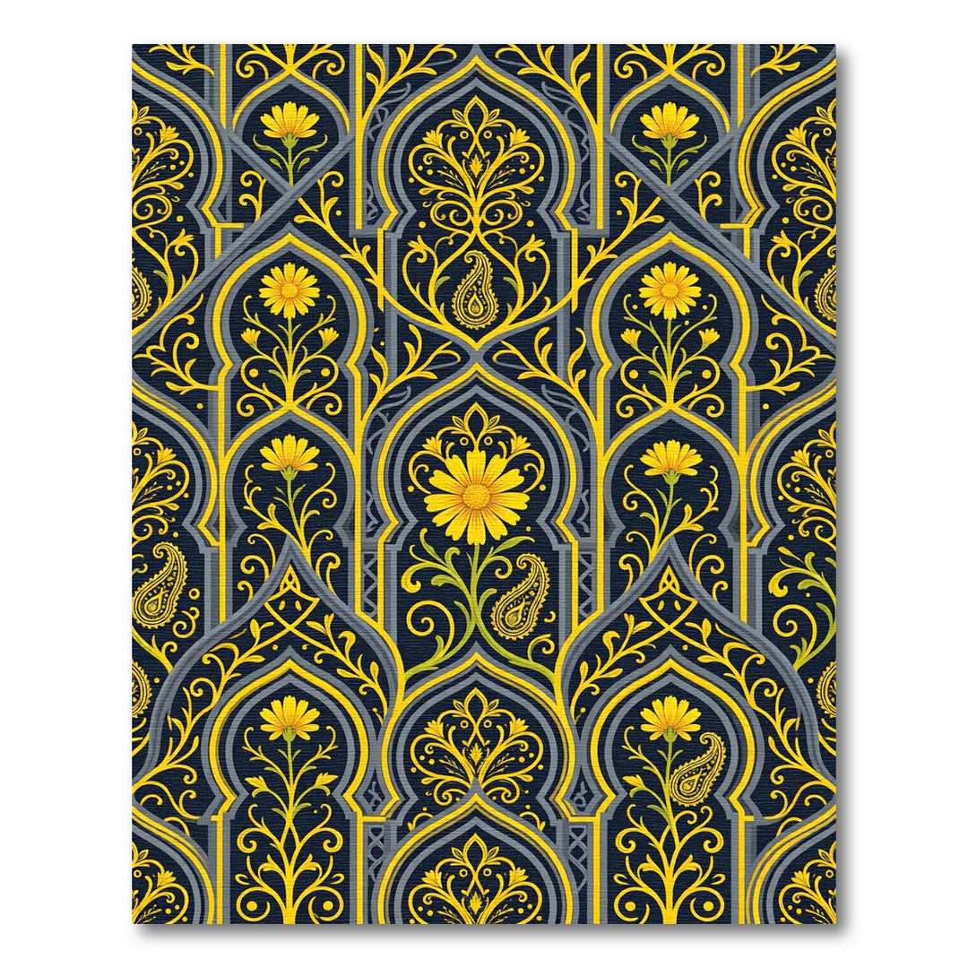 Golden Floral Arches Rug