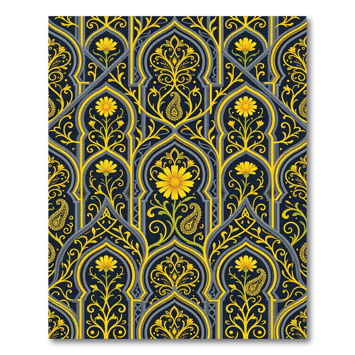 Golden Floral Arches Rug