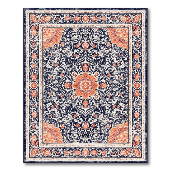 Traditional Persian Navy Blue Distressed Persian Area Rug