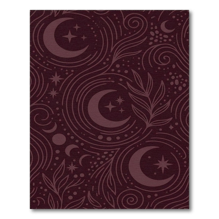 Crimson Celestial Moon Star Swirls Rug