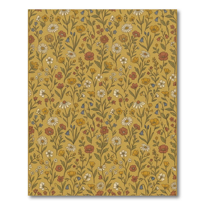 Golden Yellow Meadow Floral Arrangement Rug