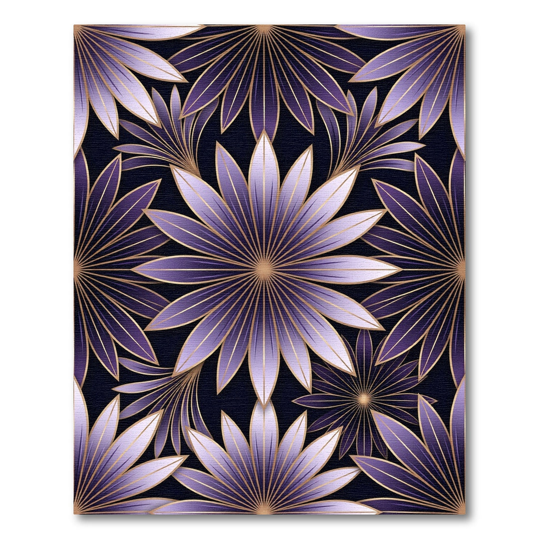 Elegant Purple Petal Art Deco Rug