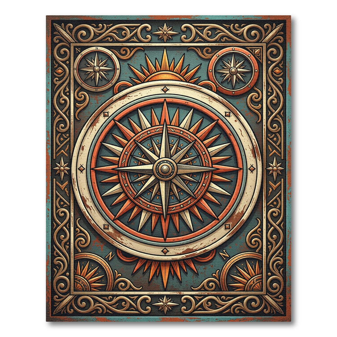 Nautical Compass Rose Sunburst Rug