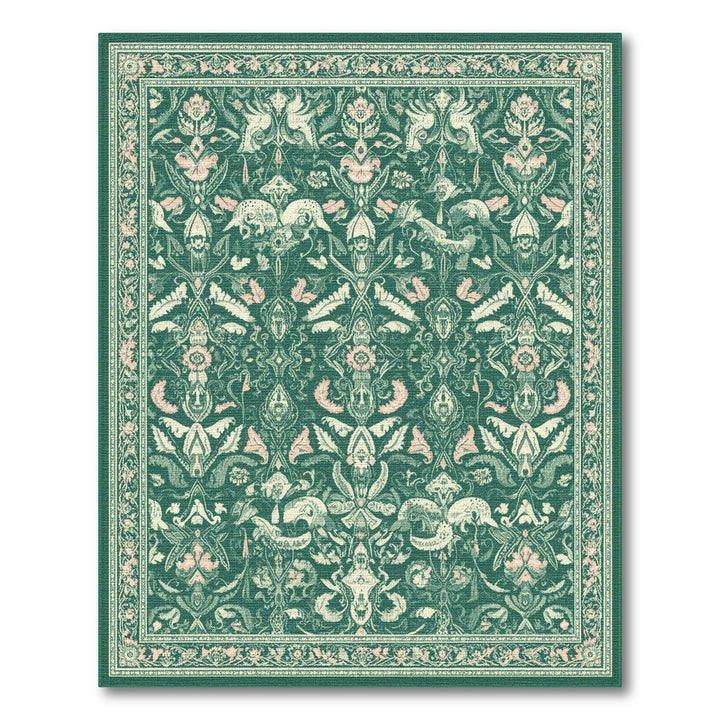 Floral Green Floral Persian Area Rug