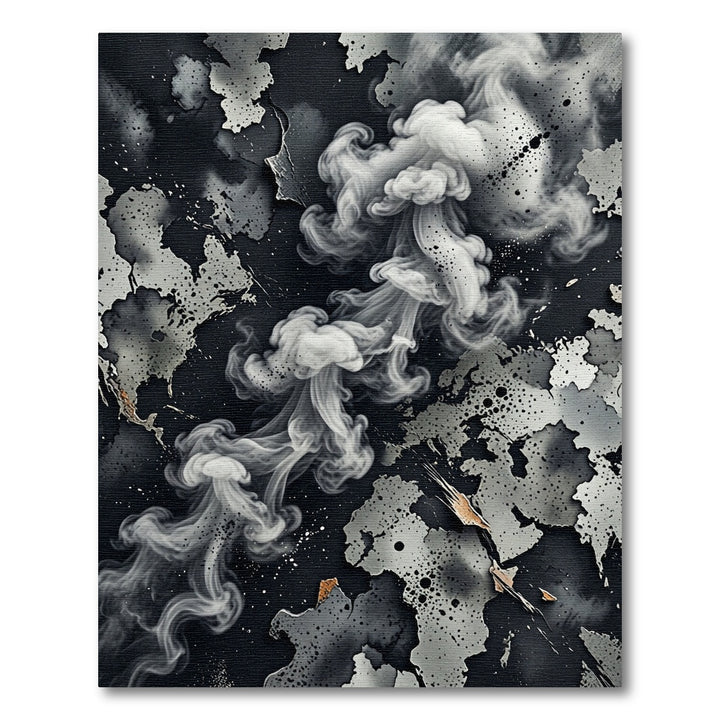 Abstract Monochrome Smoke Swirl Rug