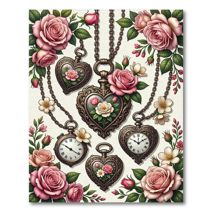 Romantic Pink Roses Heart Lockets Rug