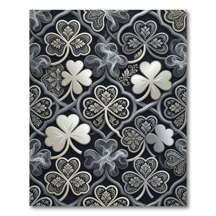 Elegant Shamrock Black Ornament Rug