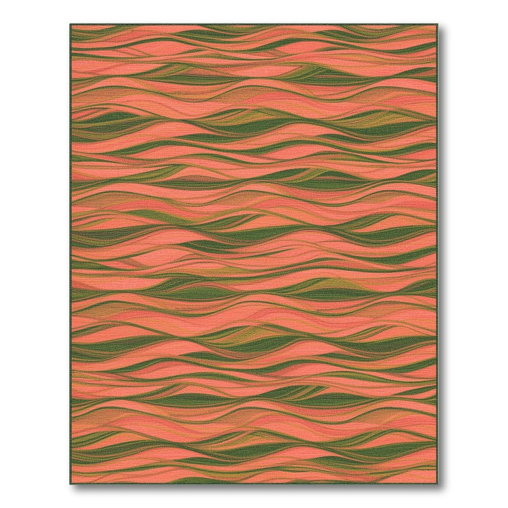 Coral Wave Pink Green Area Rug