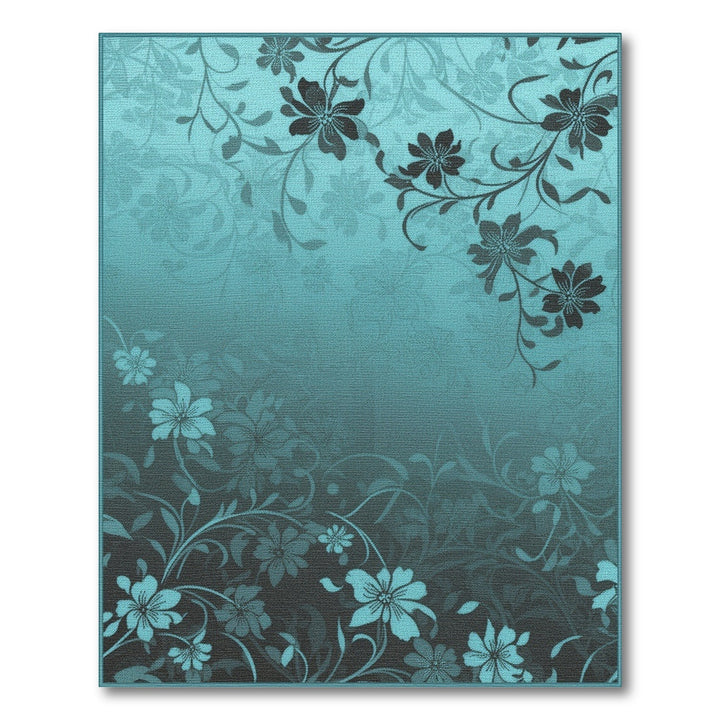 Teal Floral Vintage Area Rug