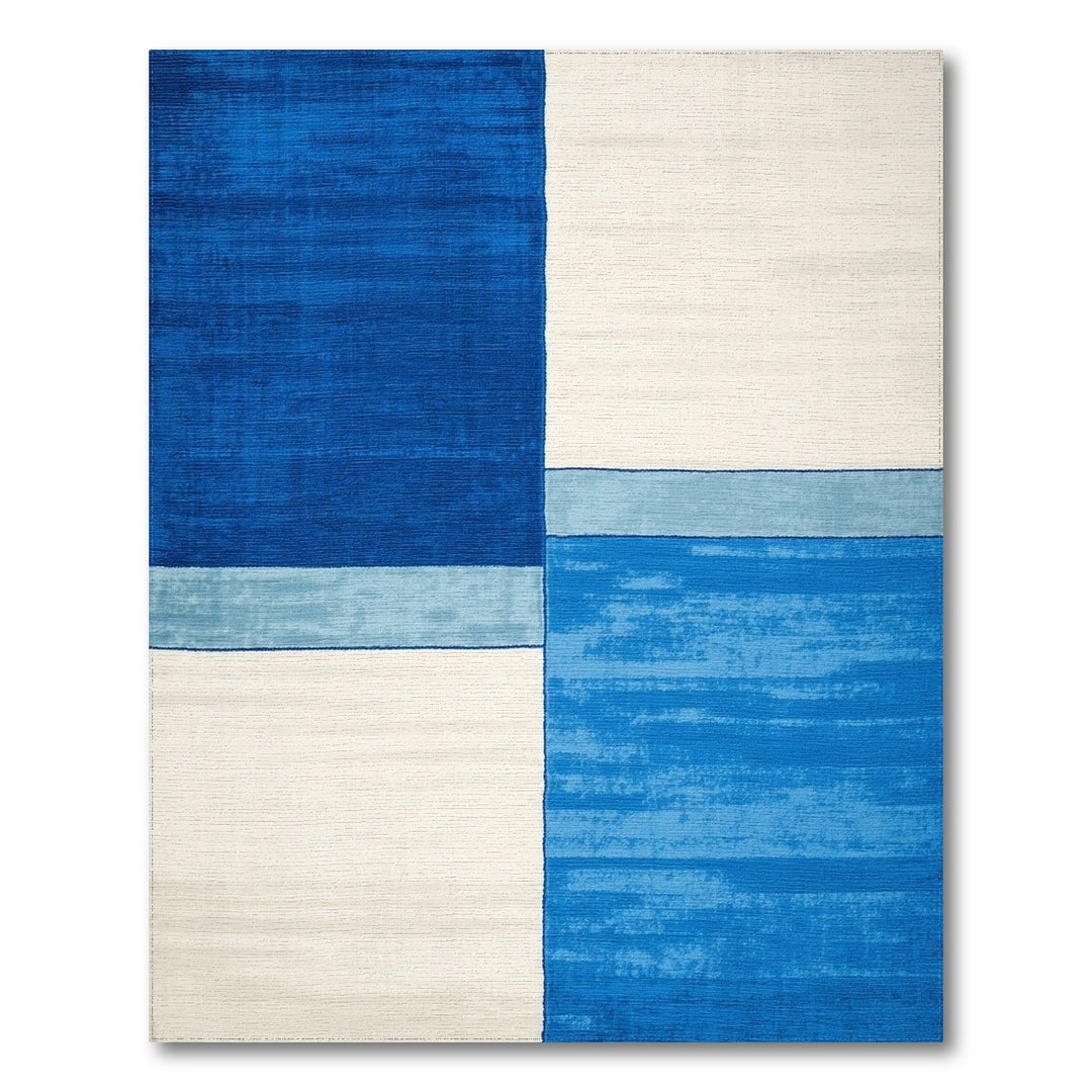 Geometric Modern Blue Geometric Block Area Rug